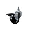 Service Caster 3 Inch Hard Rubber 12 Inch Threaded Stem Caster with Brake SCC-TS20S314-HRS-PLB-121315